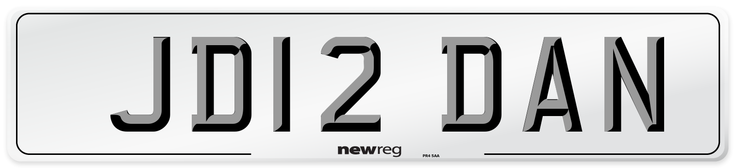 JD12 DAN Number Plate from New Reg